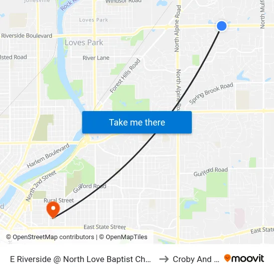 E Riverside @ North Love Baptist Church-S-Outbound to Croby And Regan map