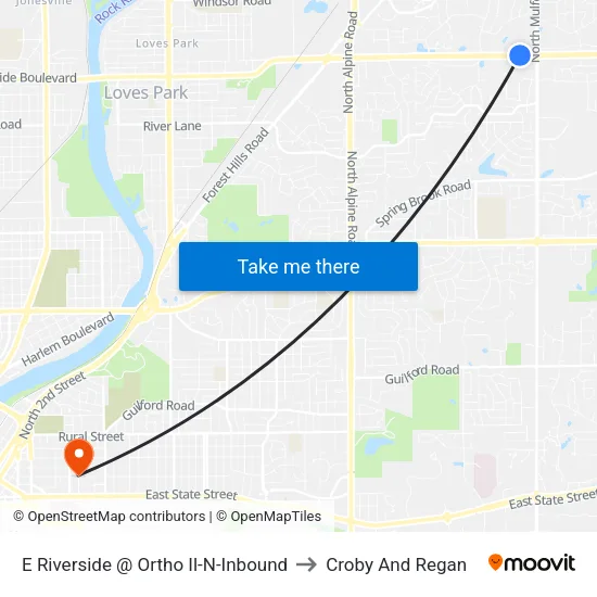 E Riverside @ Ortho Il-N-Inbound to Croby And Regan map