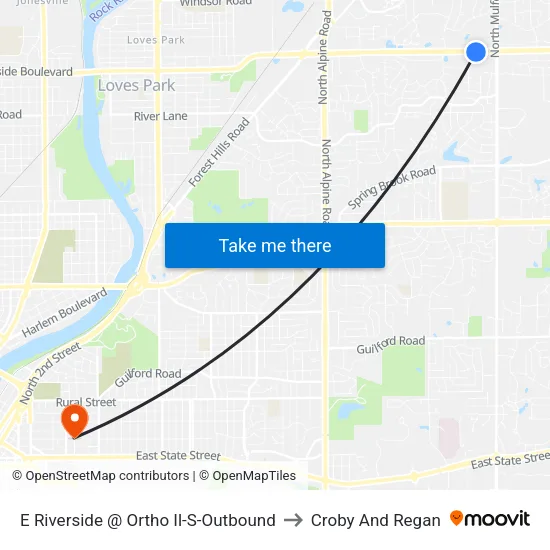 E Riverside @ Ortho Il-S-Outbound to Croby And Regan map