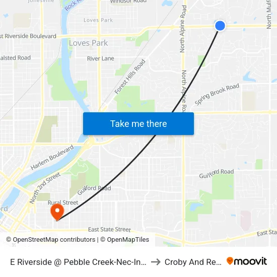 E Riverside @ Pebble Creek-Nec-Inbound to Croby And Regan map