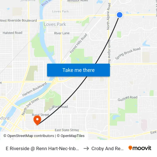 E Riverside @ Renn Hart-Nec-Inbound to Croby And Regan map