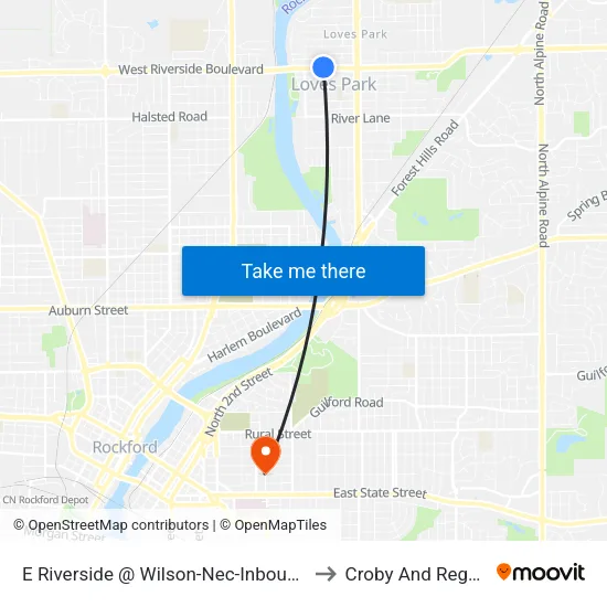 E Riverside @ Wilson-Nec-Inbound to Croby And Regan map