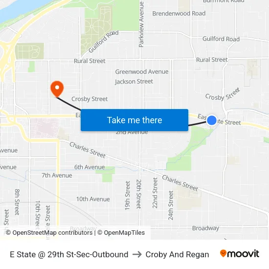 E State @ 29th St-Sec-Outbound to Croby And Regan map