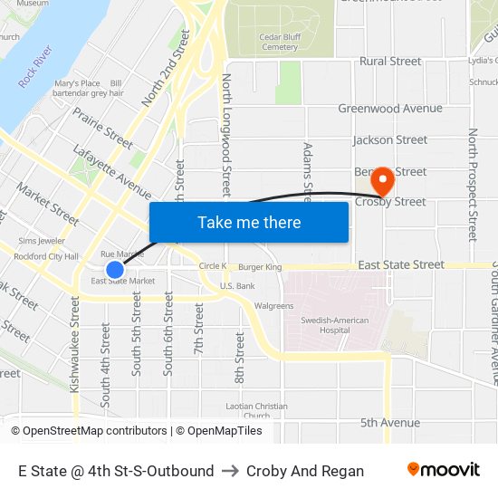 E State @ 4th St-S-Outbound to Croby And Regan map