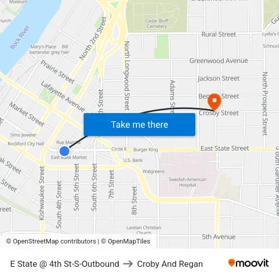 E State @ 4th St-S-Outbound to Croby And Regan map