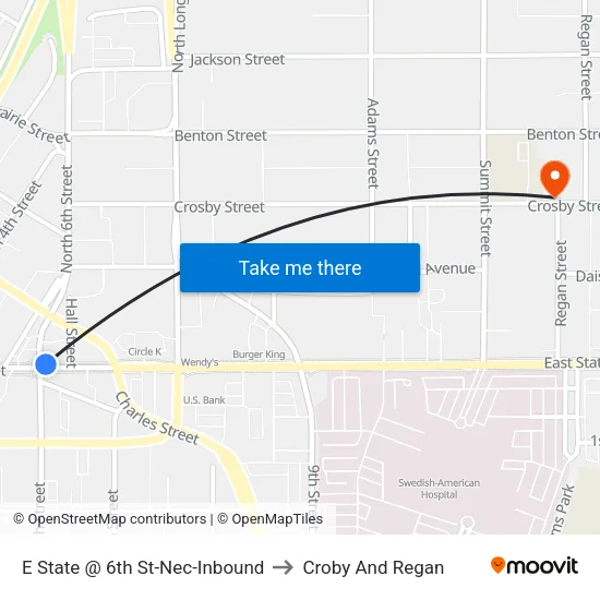 E State @ 6th St-Nec-Inbound to Croby And Regan map
