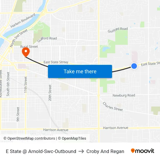 E State @ Arnold-Swc-Outbound to Croby And Regan map