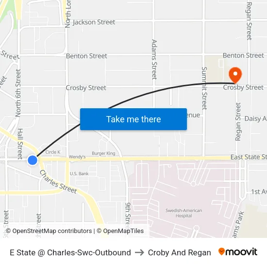 E State @ Charles-Swc-Outbound to Croby And Regan map