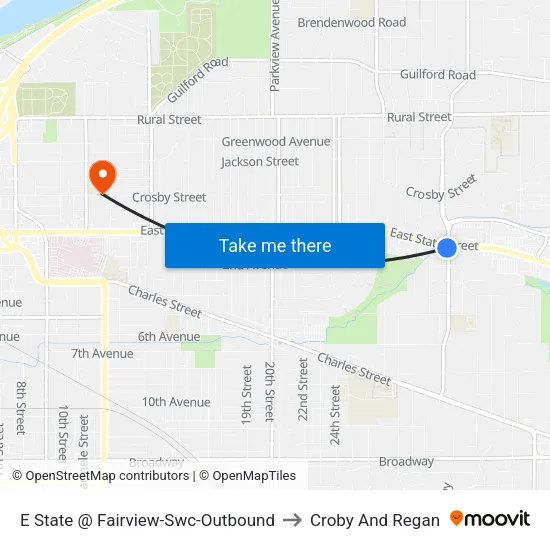E State @ Fairview-Swc-Outbound to Croby And Regan map