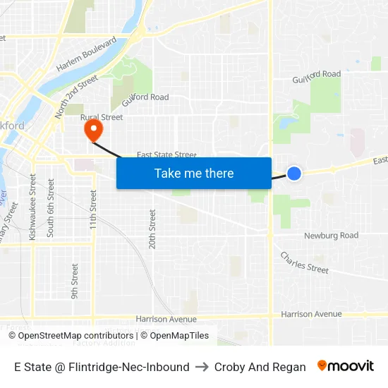 E State @ Flintridge-Nec-Inbound to Croby And Regan map