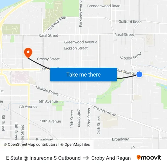 E State @ Insureone-S-Outbound to Croby And Regan map