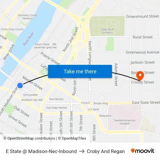 E State @ Madison-Nec-Inbound to Croby And Regan map