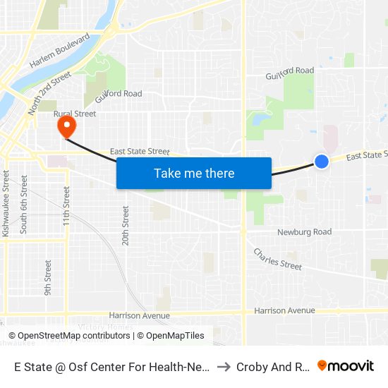 E State @ Osf Center For Health-Nec-Inbound to Croby And Regan map