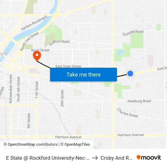 E State @ Rockford University-Nec-Inbound to Croby And Regan map