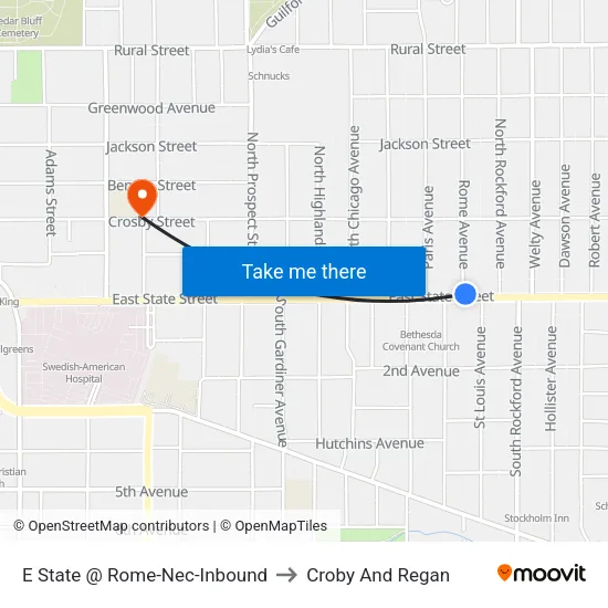 E State @ Rome-Nec-Inbound to Croby And Regan map