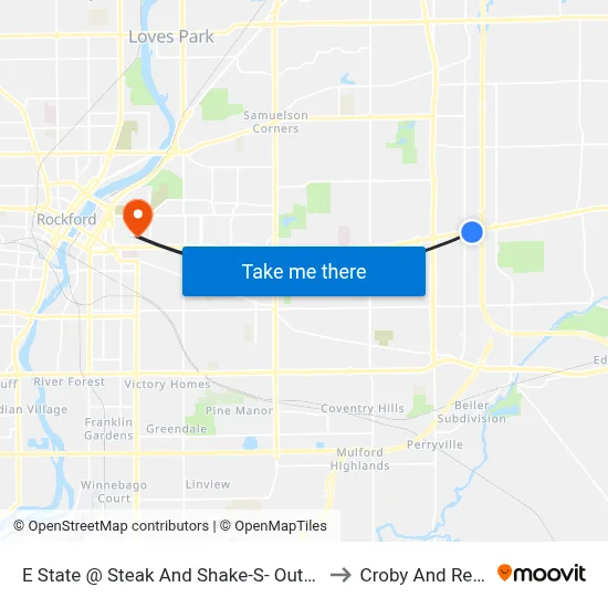 E State @ Steak And Shake-S- Outbound to Croby And Regan map