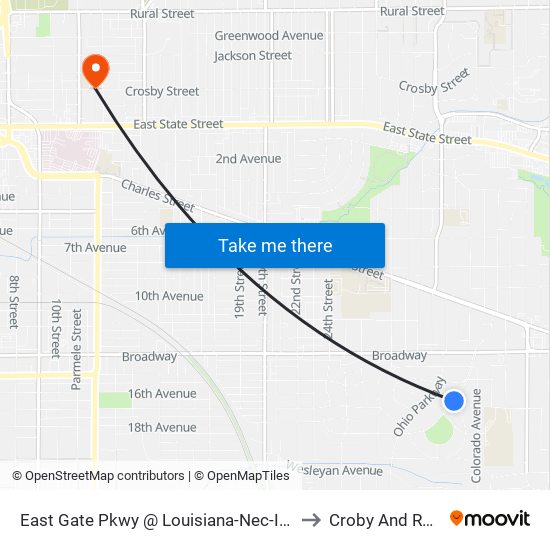 East Gate Pkwy @ Louisiana-Nec-Inbound to Croby And Regan map