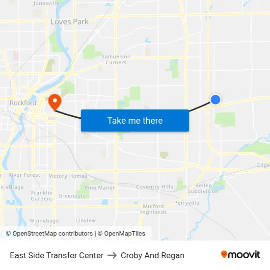 East Side Transfer Center to Croby And Regan map