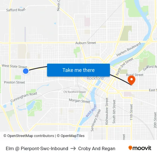 Elm @ Pierpont-Swc-Inbound to Croby And Regan map