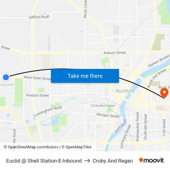 Euclid @ Shell Station-E-Inbound to Croby And Regan map