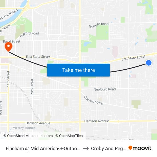 Fincham @ Mid America-S-Outbound to Croby And Regan map