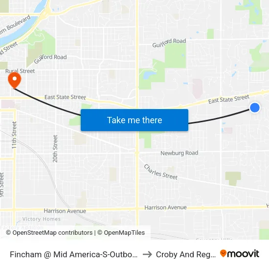 Fincham @ Mid America-S-Outbound to Croby And Regan map