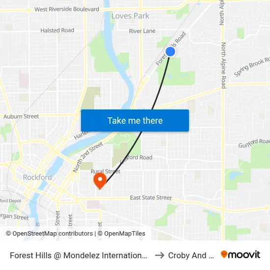 Forest Hills @ Mondelez International-E-Outbound to Croby And Regan map