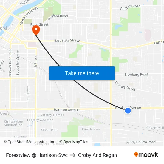 Forestview @ Harrison-Swc to Croby And Regan map