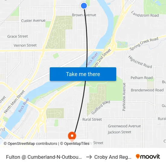 Fulton @ Cumberland-N-Outbound to Croby And Regan map