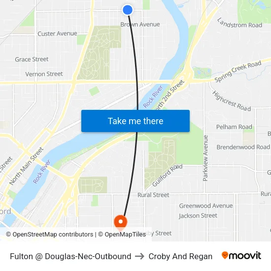 Fulton @ Douglas-Nec-Outbound to Croby And Regan map