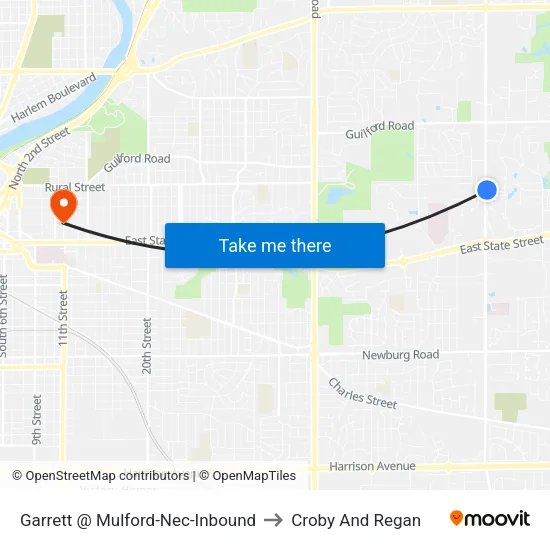 Garrett @ Mulford-Nec-Inbound to Croby And Regan map