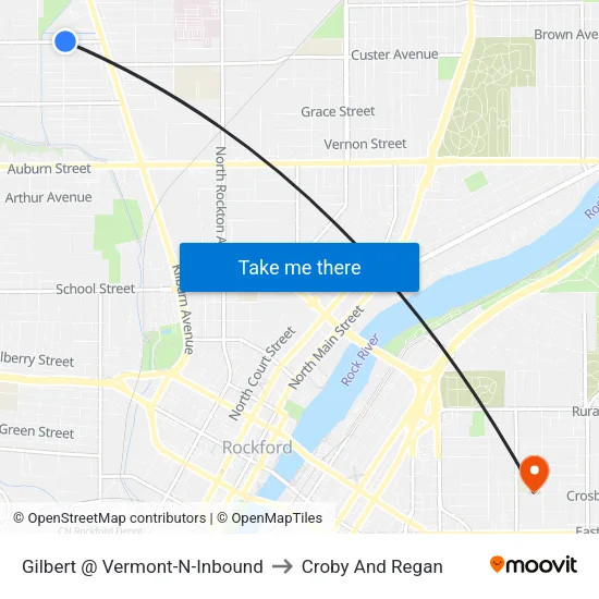 Gilbert @ Vermont-N-Inbound to Croby And Regan map