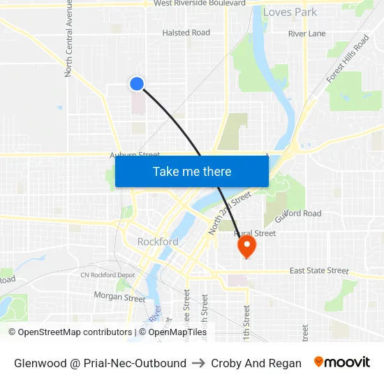 Glenwood @ Prial-Nec-Outbound to Croby And Regan map