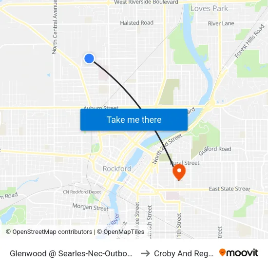 Glenwood @ Searles-Nec-Outbound to Croby And Regan map