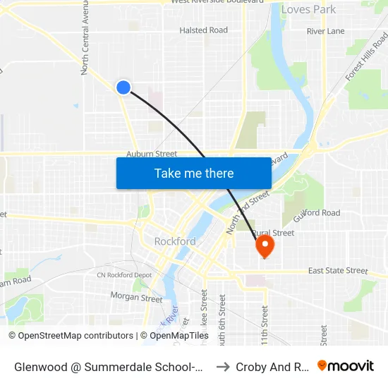 Glenwood @ Summerdale School-W-Inbound to Croby And Regan map