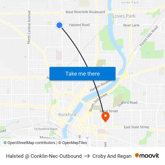 Halsted @ Conklin-Nec-Outbound to Croby And Regan map