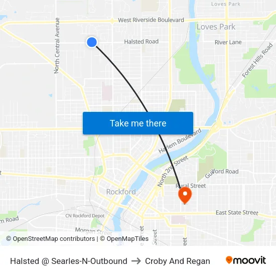 Halsted @ Searles-N-Outbound to Croby And Regan map