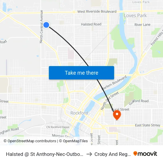 Halsted @ St Anthony-Nec-Outbound to Croby And Regan map