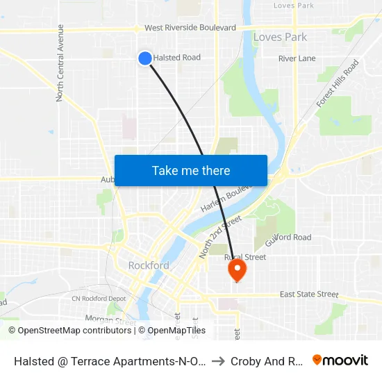 Halsted @ Terrace Apartments-N-Outbound to Croby And Regan map