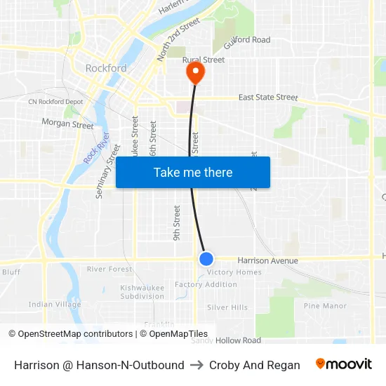 Harrison @ Hanson-N-Outbound to Croby And Regan map