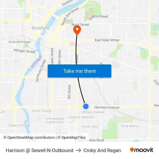Harrison @ Sewell-N-Outbound to Croby And Regan map