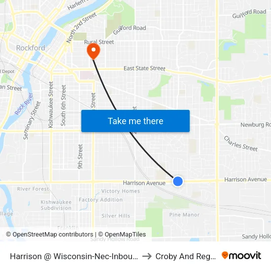 Harrison @ Wisconsin-Nec-Inbound to Croby And Regan map