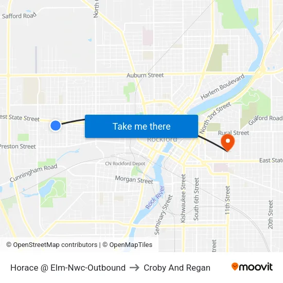 Horace @ Elm-Nwc-Outbound to Croby And Regan map