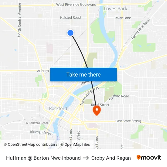 Huffman @ Barton-Nwc-Inbound to Croby And Regan map