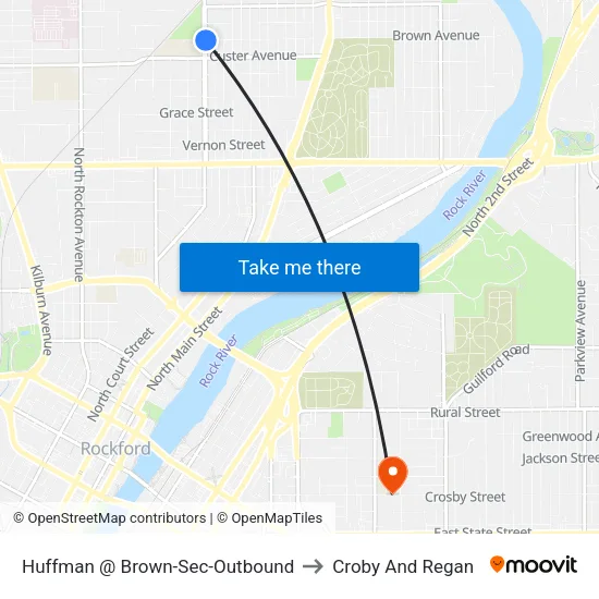 Huffman @ Brown-Sec-Outbound to Croby And Regan map