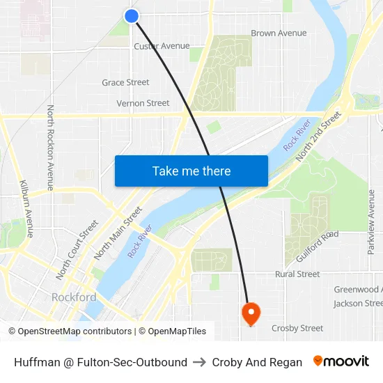 Huffman @ Fulton-Sec-Outbound to Croby And Regan map