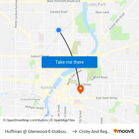 Huffman @ Glenwood-E-Outbound to Croby And Regan map