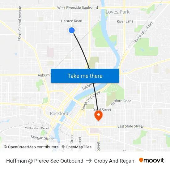 Huffman @ Pierce-Sec-Outbound to Croby And Regan map