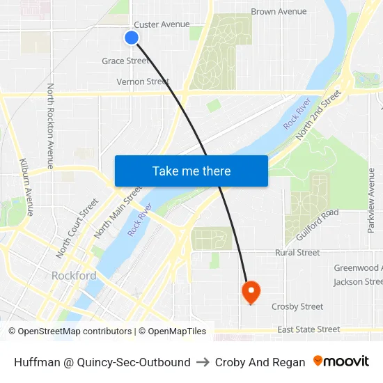 Huffman @ Quincy-Sec-Outbound to Croby And Regan map