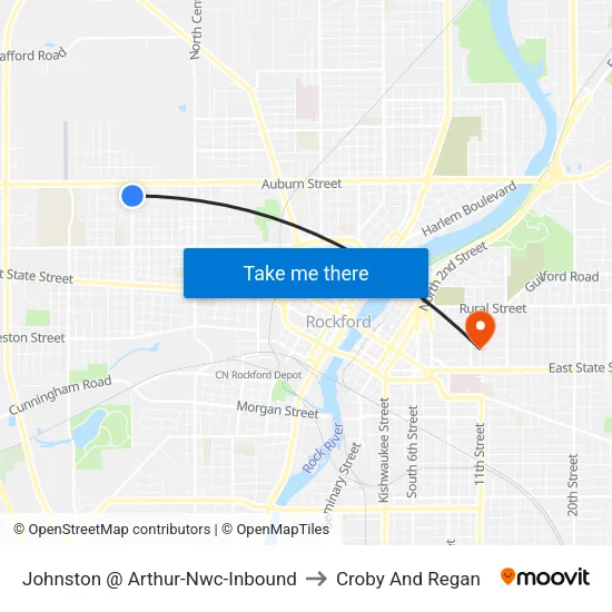 Johnston @ Arthur-Nwc-Inbound to Croby And Regan map